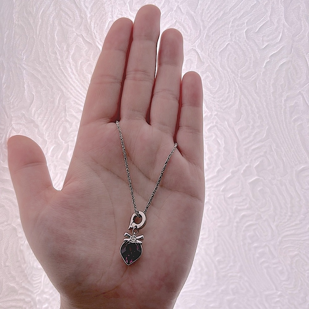 Swarovski purple charm necklace with crystal chain